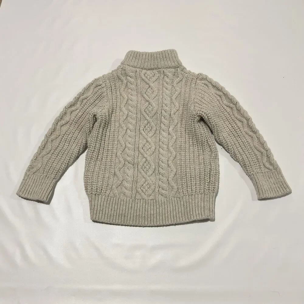 Baby Gap Boys Beige Oatmeal Knit Sweater Size 4yrs Toddler 100% Cotton CableKnit